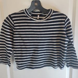 Free People Black & White Striped Crop Top Size Small
